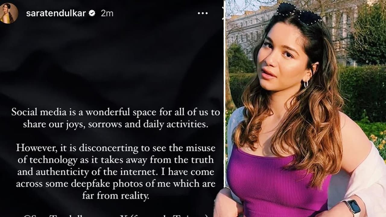 Sara Tendulkar: నేను కూడా బాధితురాలినే, డీప్ ఫేక్ పై సారా టెండూల్కర్ సంచలన పోస్ట్. Sara Tendulkar: నేను కూడా బాధితురాలినే, డీప్ ఫేక్ పై సారా టెండూల్కర్ సంచలన పోస్ట్.