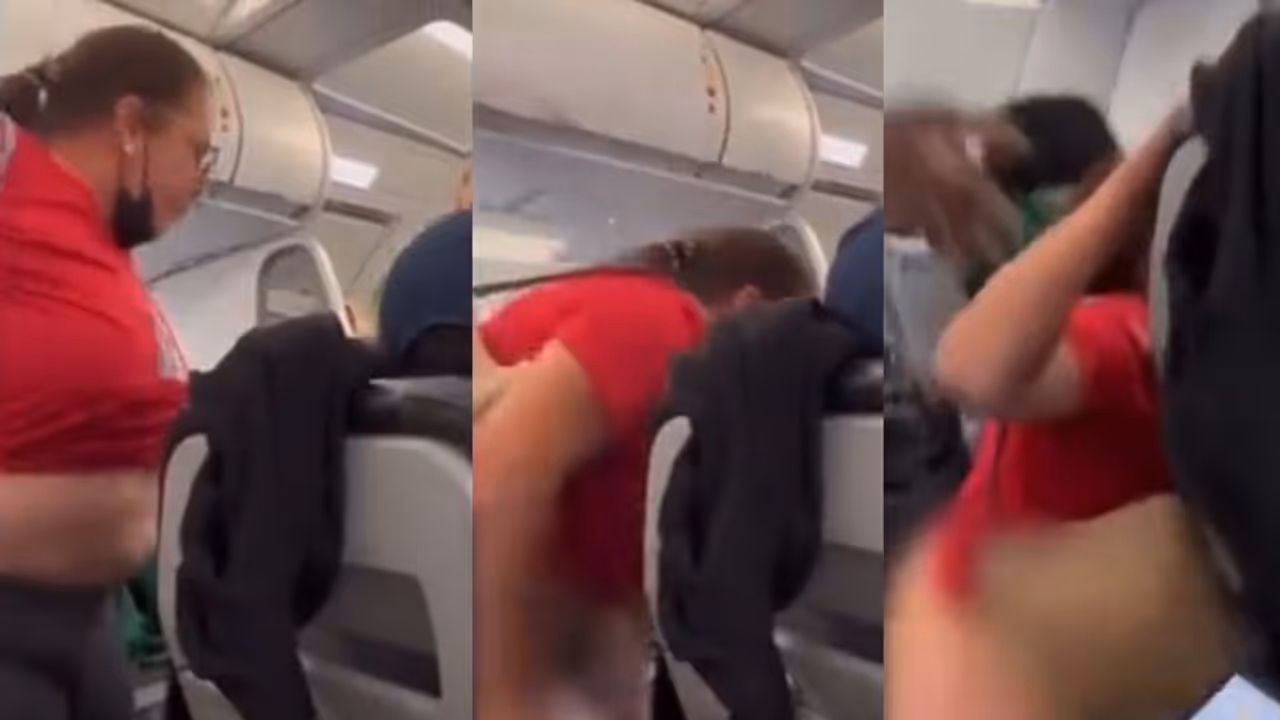 ವಿಮಾನ ಪ್ರಯಾಣದಲ್ಲಿ ಪ್ರಯಾಣಿಕರ ನಡುವೆ ಪ್ಯಾಂಟ್ ಬಿಚ್ಚಿದ ಮಹಿಳೆ, ವಿಡಿಯೋ ವೈರಲ್!