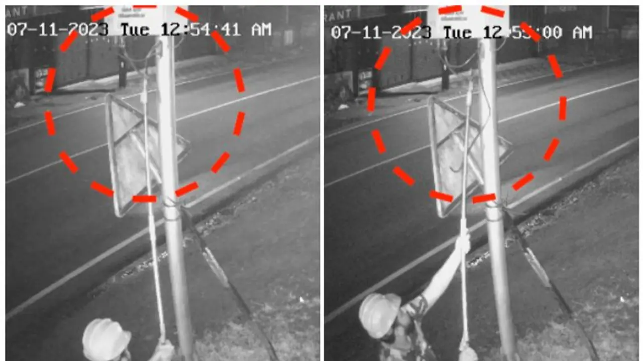 പരാക്രമം എഐ ക്യാമറകളോട്; പുലർച്ചെയെത്തി കേബിളുകൾ നശിപ്പിച്ച് യുവാക്കൾ, എല്ലാം കണ്ട് മുകളിൽ മറ്റൊരാൾ!