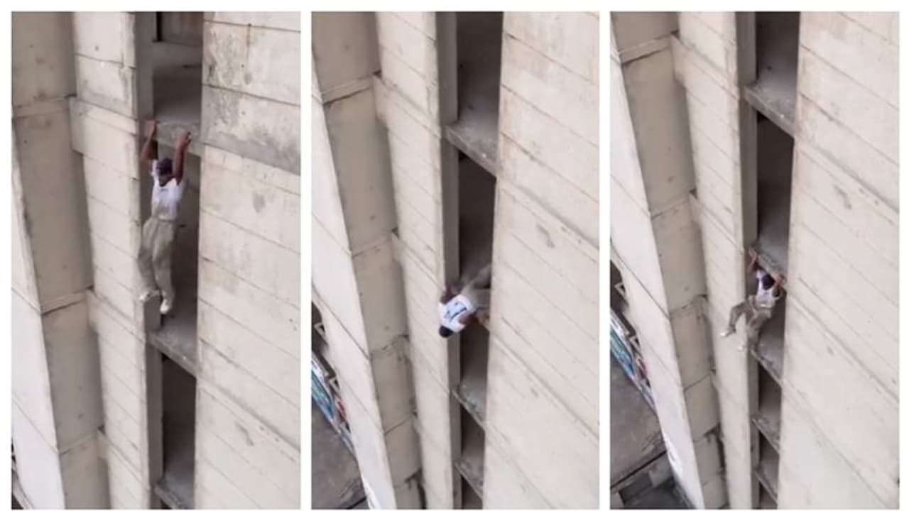 'അഭ്യാസി തന്നെ'; എട്ട് നില കെട്ടിടത്തില്‍ നിന്നു അനായാസം ഇറങ്ങുന്നയാളുടെ വീഡിയോ വൈറല്‍ !