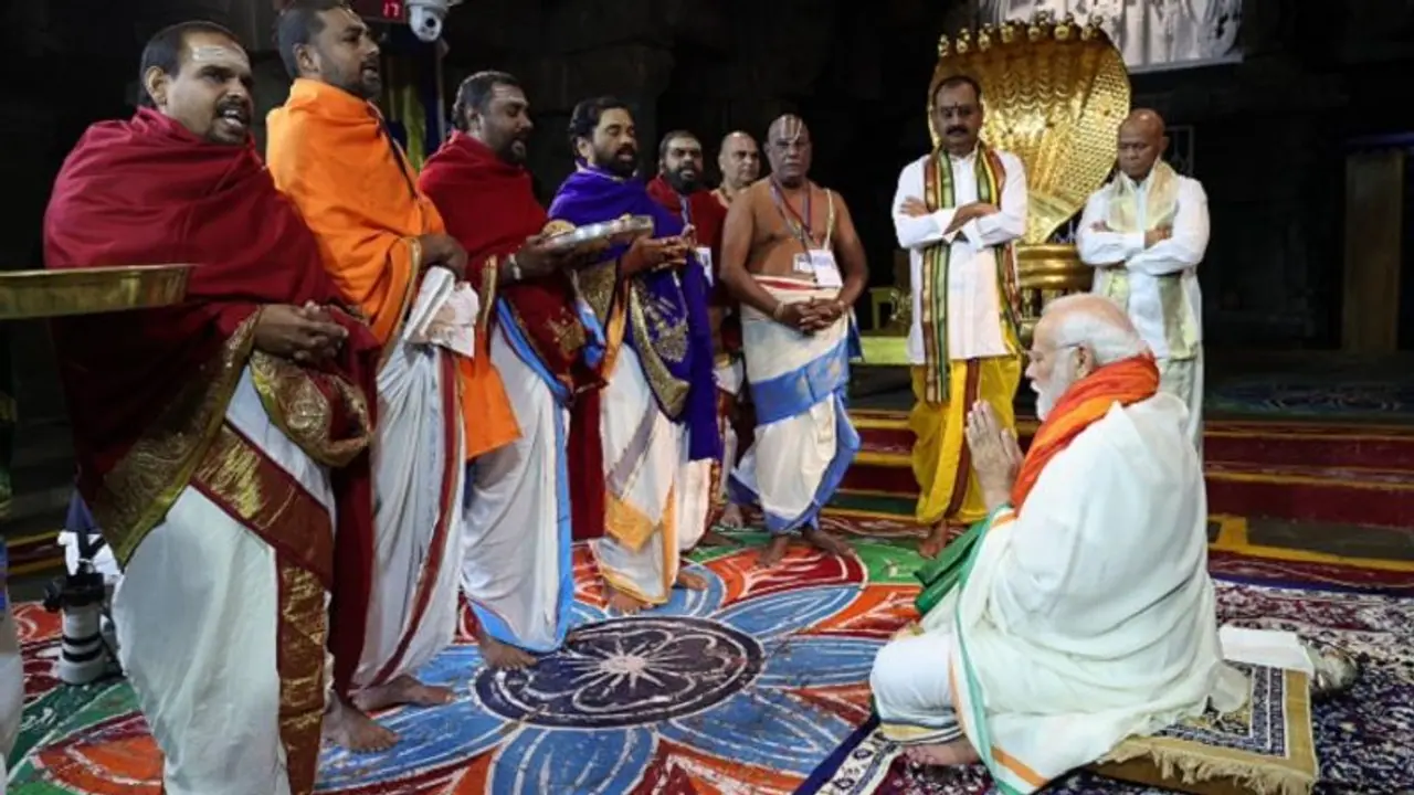 PM Modi's visit to Tirumala Temple: Offers prayers for India's health and prosperity, see photos and video