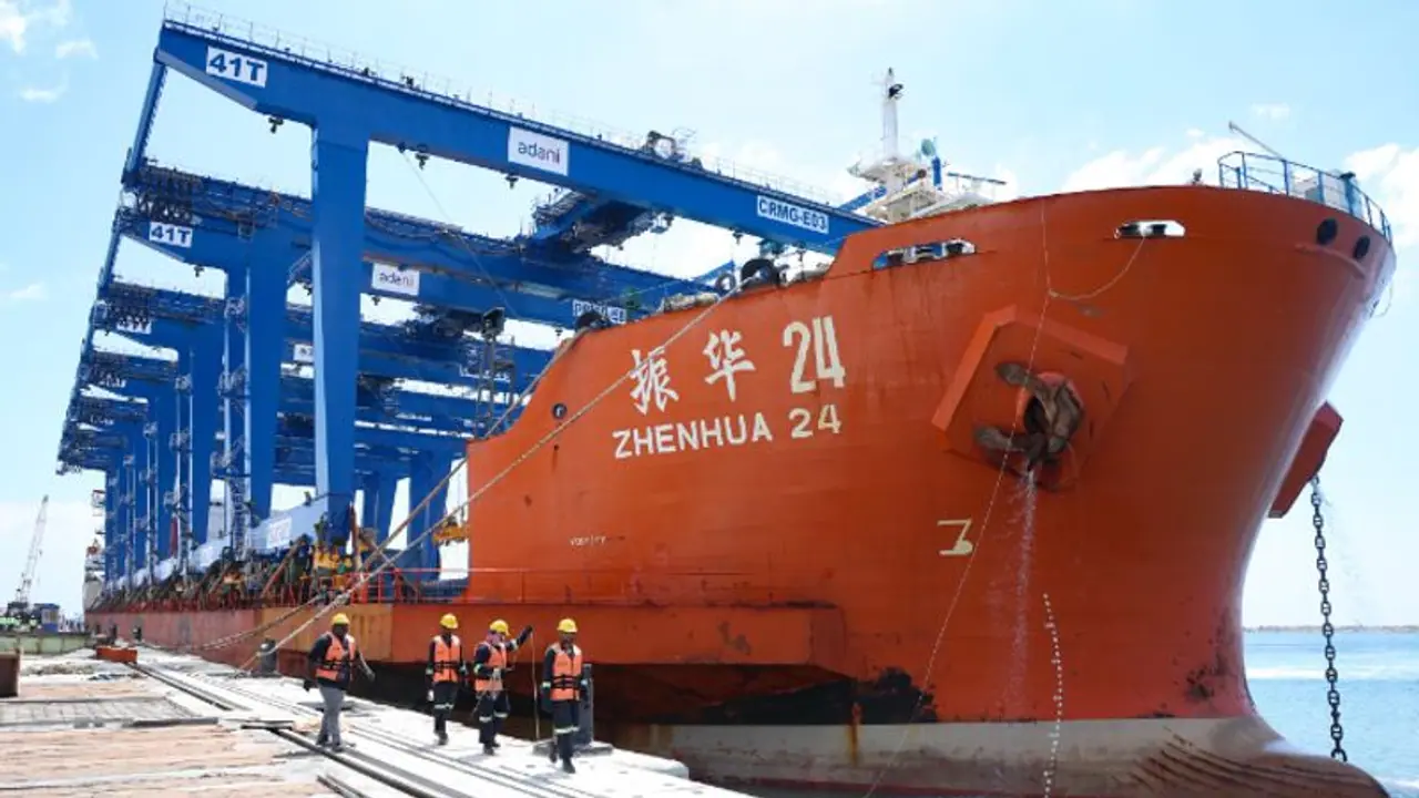 Kerala: Third ship Zhen Hua 24 docks at Vizhinjam International Seaport today Kerala: Third ship Zhen Hua 24 docks at Vizhinjam International Seaport today