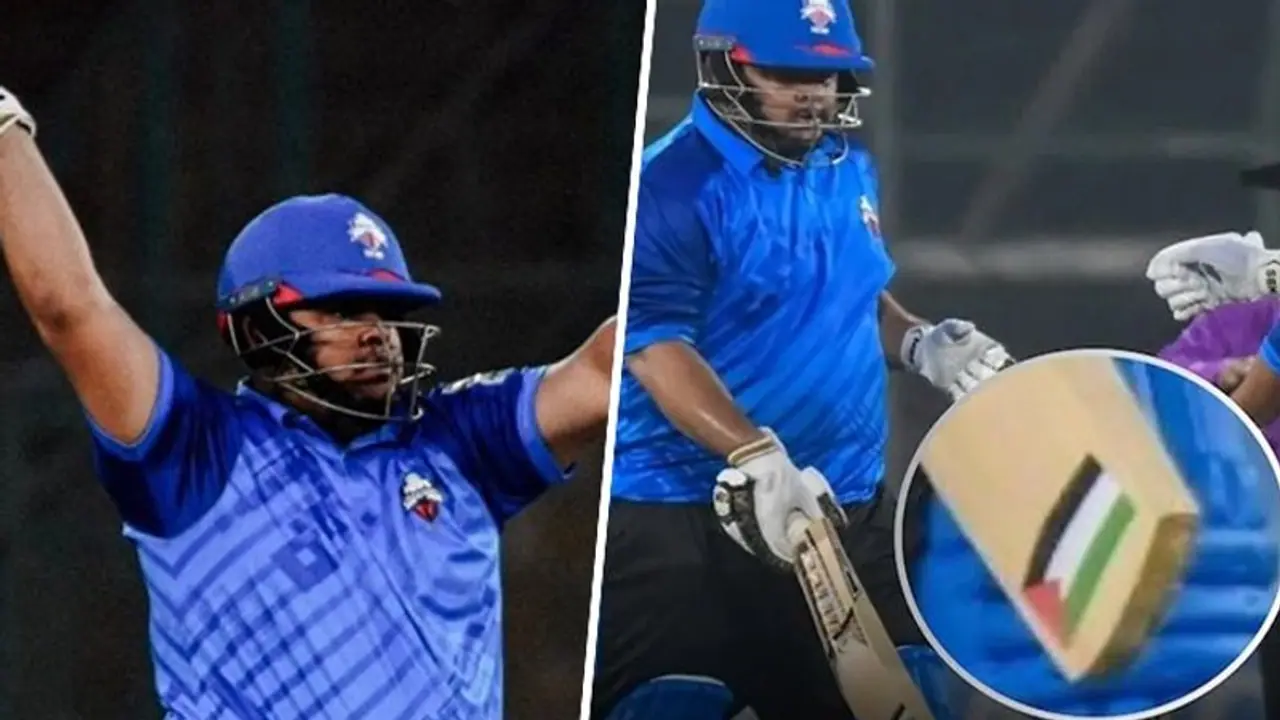 Pakistan cricket board reverses fine on Azam Khan for displaying Palestine flag on his bat Pakistan cricket board reverses fine on Azam Khan for displaying Palestine flag on his bat