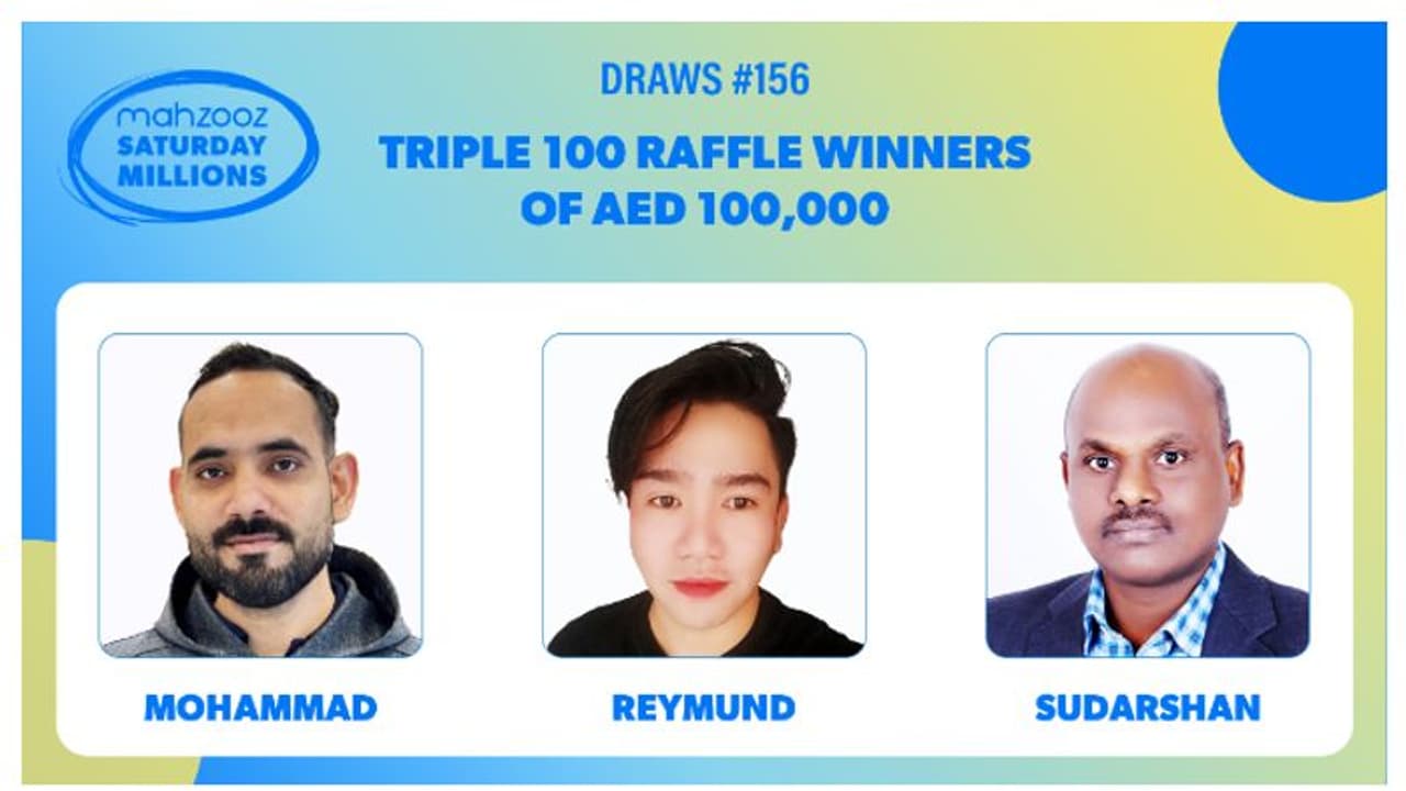 156 ാമത് മഹ്സൂസ് നറുക്കെടുപ്പിൽ 100,000 ദിര്ഹം സ്വന്തമാക്കി ഇന്ത്യക്കാരടക്കമുള്ള ഭാഗ്യശാലികൾ 156 ാമത് മഹ്സൂസ് നറുക്കെടുപ്പിൽ 100,000 ദിര്ഹം സ്വന്തമാക്കി ഇന്ത്യക്കാരടക്കമുള്ള ഭാഗ്യശാലികൾ