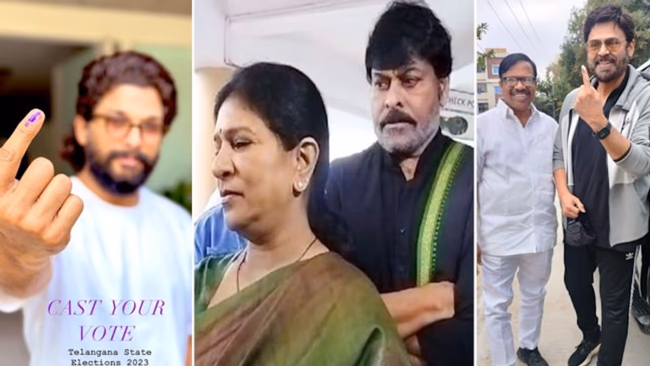 Telangana Election 2023: Allu Arjun, Chiranjeevi, Venkatesh and more spotted at voting booth in early morning Telangana Election 2023: Allu Arjun, Chiranjeevi, Venkatesh and more spotted at voting booth in early morning