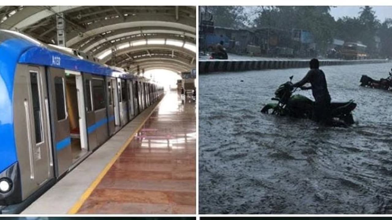 சென்னை மெட்ரோ ரயில் நிலையங்களை சூழ்ந்துள்ள மழை நீர்.! பயணிகளுக்கு முக்கிய அறிவிப்பு வெளியிட்ட மெட்ரோ நிர்வாகம் சென்னை மெட்ரோ ரயில் நிலையங்களை சூழ்ந்துள்ள மழை நீர்.! பயணிகளுக்கு முக்கிய அறிவிப்பு வெளியிட்ட மெட்ரோ நிர்வாகம்