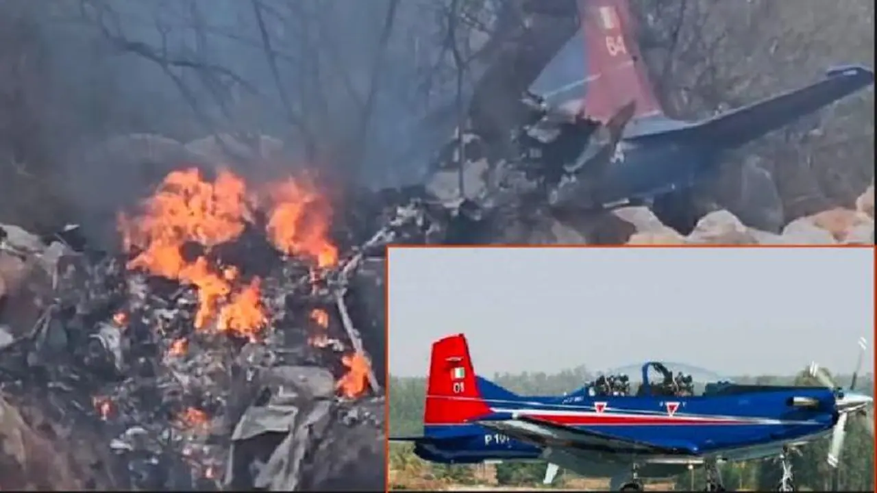 ವಾಯುಸೇನೆಯ ತರಬೇತಿ ವಿಮಾನ ಪತನ : ಇಬ್ಬರು ಪೈಲಟ್‌ಗಳ ದಾರುಣ ಸಾವು