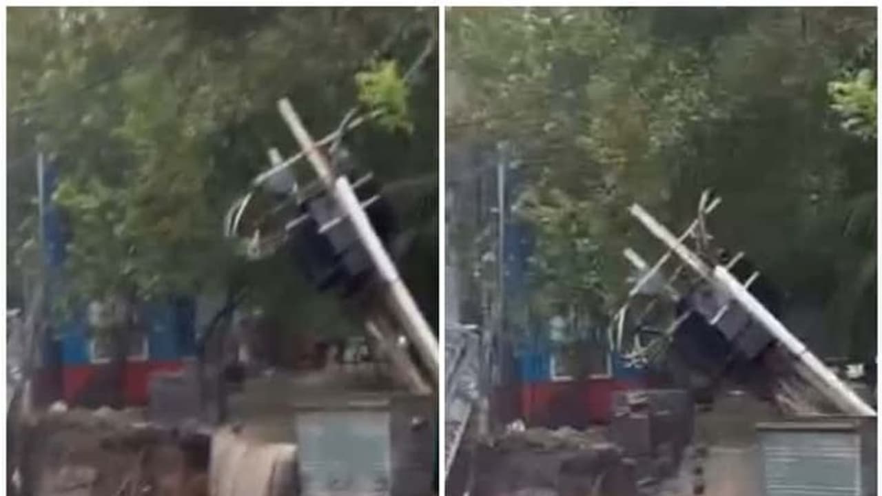 சென்னை சாலையில் சரிந்த டிரான்ஸ்பார்மர்! மின் விநியோகம் நிறுத்தப்பட்டதால் பெரும் விபத்து தவிர்ப்பு!