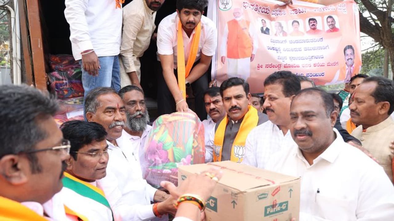 Karnataka: BJP State President BY Vijayendra leads relief efforts for victims of cyclonic storm