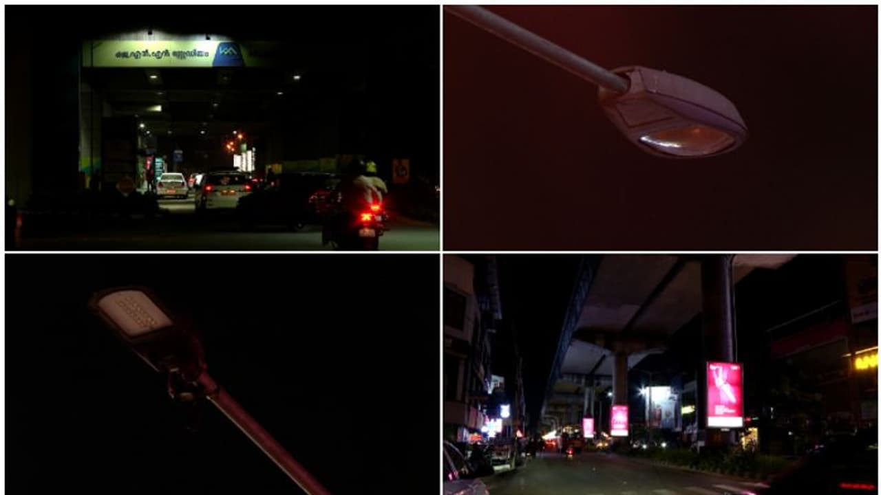 കൊച്ചി മെട്രോ പാതയുടെ താഴെയുള്ള വഴിവിളക്കുകൾ കണ്ണടച്ചിട്ട് ഒരു മാസം; പലതവണ പറഞ്ഞിട്ടും നടപടിയില്ലെന്ന് പരാതി കൊച്ചി മെട്രോ പാതയുടെ താഴെയുള്ള വഴിവിളക്കുകൾ കണ്ണടച്ചിട്ട് ഒരു മാസം; പലതവണ പറഞ്ഞിട്ടും നടപടിയില്ലെന്ന് പരാതി