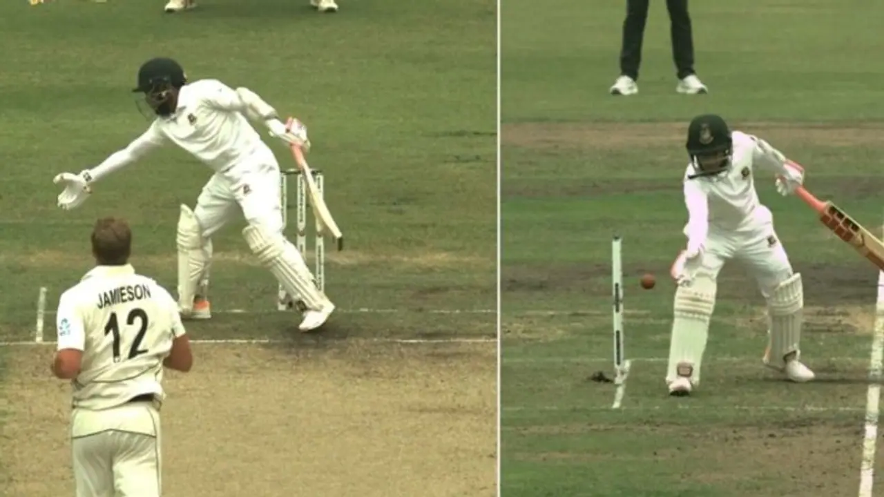 Mushfiqur Rahim's unusual dismissal: Handling the ball in Bangladesh vs New Zealand 2nd Test (WATCH) Mushfiqur Rahim's unusual dismissal: Handling the ball in Bangladesh vs New Zealand 2nd Test (WATCH)