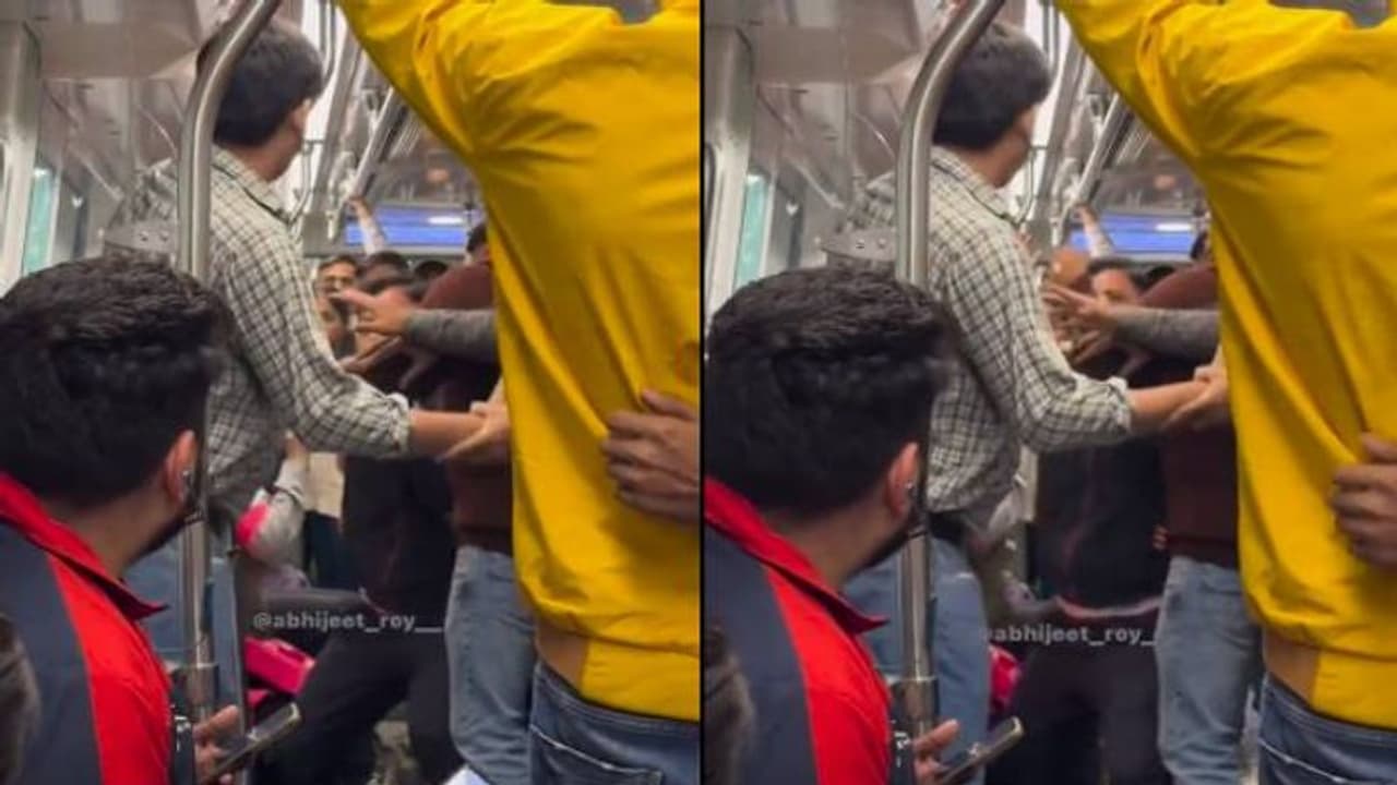സീറ്റിന് വേണ്ടി മെട്രോയിൽ രണ്ട് പുരുഷന്മാരുടെ പൊരിഞ്ഞ അടിയും പിന്നെ ഇടിയും; വീഡിയോ