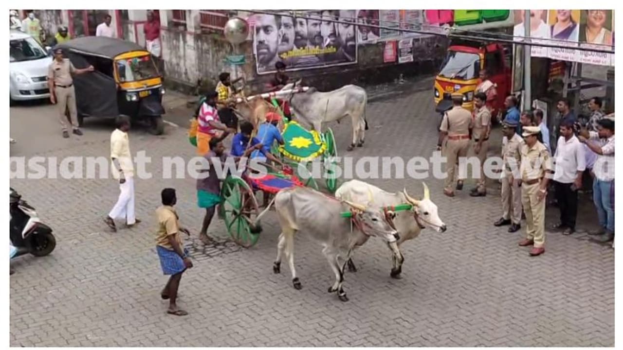 കാളവണ്ടികൾ കൂട്ടിയിടിച്ചു; നവകേരള സദസിന്റെ പ്രചരണാർത്ഥം സംഘടിപ്പിച്ച കാളവണ്ടിയോട്ടത്തിൽ അപകടം കാളവണ്ടികൾ കൂട്ടിയിടിച്ചു; നവകേരള സദസിന്റെ പ്രചരണാർത്ഥം സംഘടിപ്പിച്ച കാളവണ്ടിയോട്ടത്തിൽ അപകടം