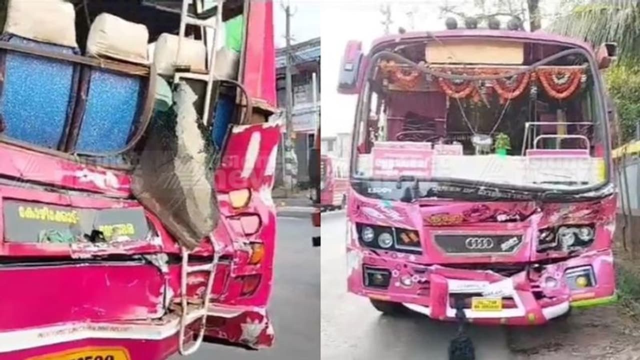 അമിത വേഗത്തിലോടിയ ബസുകൾ കൂട്ടിയിടിച്ചു; യാത്രക്കാരടക്കം എട്ട് പേര്ക്ക് പരിക്ക് അമിത വേഗത്തിലോടിയ ബസുകൾ കൂട്ടിയിടിച്ചു; യാത്രക്കാരടക്കം എട്ട് പേര്ക്ക് പരിക്ക്