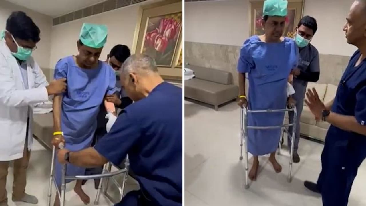 BRS releases first video of former Telangana CM KCR walking after hip replacement surgery (WATCH) BRS releases first video of former Telangana CM KCR walking after hip replacement surgery (WATCH)