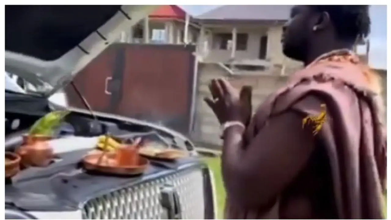 Video of African priest performing car puja, chanting Sanskrit shlokas goes viral; [WATCH]