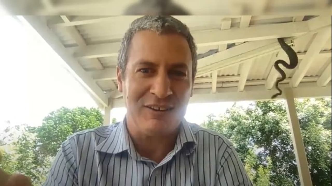 ലൈവ് ചര്‍ച്ചയ്ക്കിടെ മേല്‍ക്കൂരയില്‍ നിന്ന് ഊര്‍ന്നുവന്ന് പാമ്പ്; വീഡിയോ വൈറലാകുന്നു...