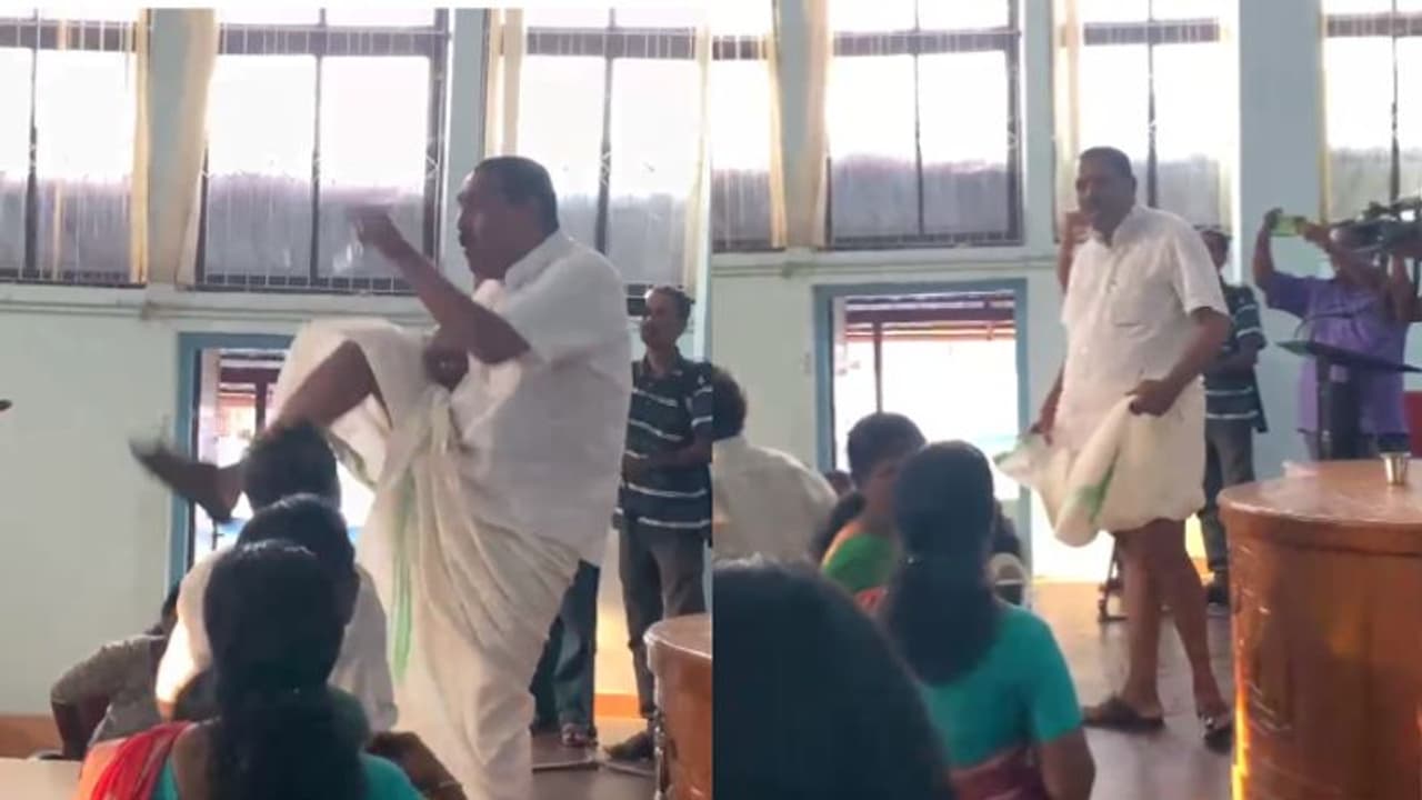 ചവിട്ടാൻ കാലോങ്ങി സിപിഎം കൗൺസിലർ, സംഭവം നവകേരള ബസിനായി മതിൽ പൊളിച്ചതിനെക്കുറിച്ചുള്ള ചർച്ചക്കിടെ; വീഡിയോ