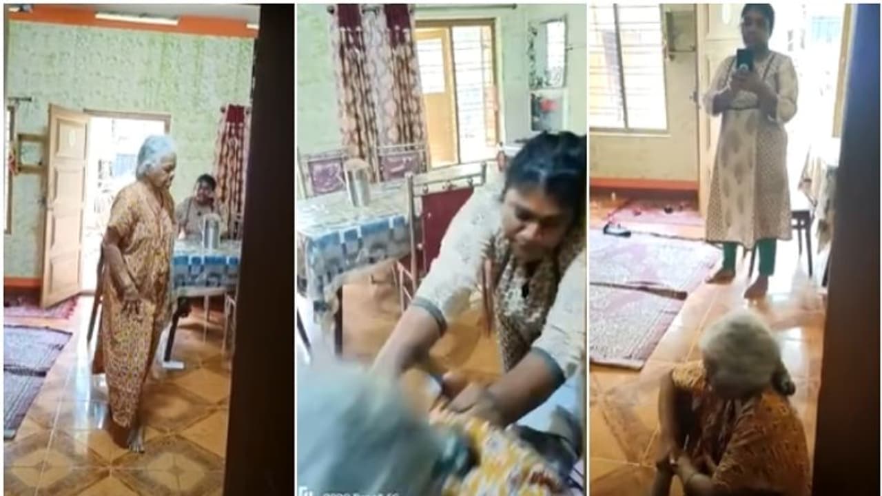 വൃദ്ധയെ വീട്ടിനകത്ത് മര്ദ്ദിക്കുന്ന യുവതി; സോഷ്യല് മീഡിയയില് പ്രചരിക്കുന്ന വീഡിയോയില് വൻ പ്രതിഷേധം... വൃദ്ധയെ വീട്ടിനകത്ത് മര്ദ്ദിക്കുന്ന യുവതി; സോഷ്യല് മീഡിയയില് പ്രചരിക്കുന്ന വീഡിയോയില് വൻ പ്രതിഷേധം...