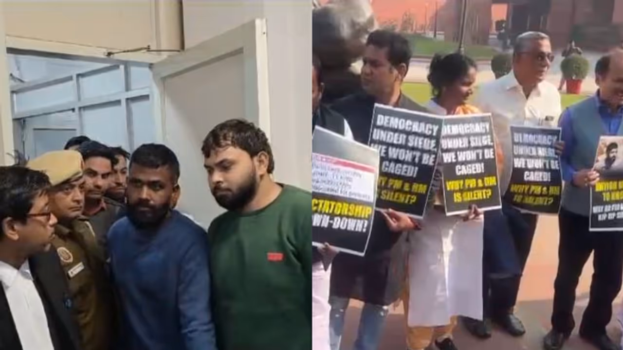 പാര്ലമെന്റ് അതിക്രമം; രണ്ടാം ദിനവും മൗനം പാലിച്ച് സര്ക്കാര്, പ്രതിപക്ഷ പ്രതിഷേധത്തിൽ ഇരുസഭകളും സ്തംഭിച്ചു പാര്ലമെന്റ് അതിക്രമം; രണ്ടാം ദിനവും മൗനം പാലിച്ച് സര്ക്കാര്, പ്രതിപക്ഷ പ്രതിഷേധത്തിൽ ഇരുസഭകളും സ്തംഭിച്ചു