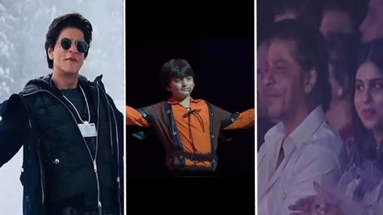 Watch: Shah Rukh Khan gets emotional as AbRam aces his signature open arms pose on stage Watch: Shah Rukh Khan gets emotional as AbRam aces his signature open arms pose on stage