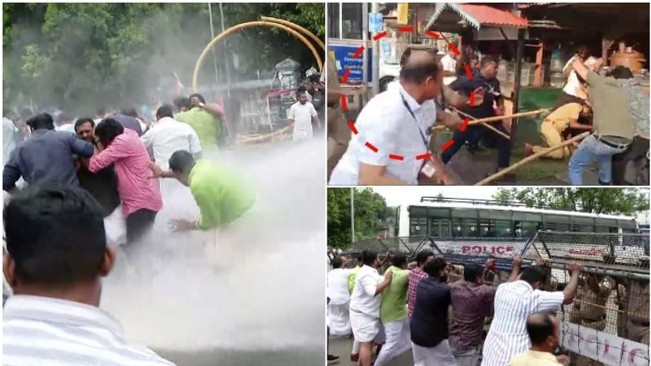 മുഖ്യമന്ത്രിയുടെ ഗൺമാന്റെ വീട്ടിൽ പൊലീസ് സുരക്ഷ, സന്ദീപിന്റെ വീട്ടിലേക്ക് യൂത്ത് കോൺഗ്രസ് മാർച്ച്, ജലപീരങ്കി മുഖ്യമന്ത്രിയുടെ ഗൺമാന്റെ വീട്ടിൽ പൊലീസ് സുരക്ഷ, സന്ദീപിന്റെ വീട്ടിലേക്ക് യൂത്ത് കോൺഗ്രസ് മാർച്ച്, ജലപീരങ്കി