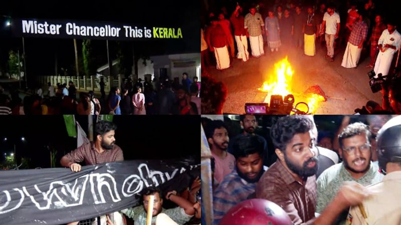 'ഇനിയും ഉയർത്തും ബാനർ'; ഗവർണർക്കെതിരെ വീണ്ടും ബാനർ ഉയര്ത്തി എസ്എഫ്ഐ, രാത്രി വൈകിയും ക്യാമ്പസിൽ പ്രതിഷേധം 'ഇനിയും ഉയർത്തും ബാനർ'; ഗവർണർക്കെതിരെ വീണ്ടും ബാനർ ഉയര്ത്തി എസ്എഫ്ഐ, രാത്രി വൈകിയും ക്യാമ്പസിൽ പ്രതിഷേധം