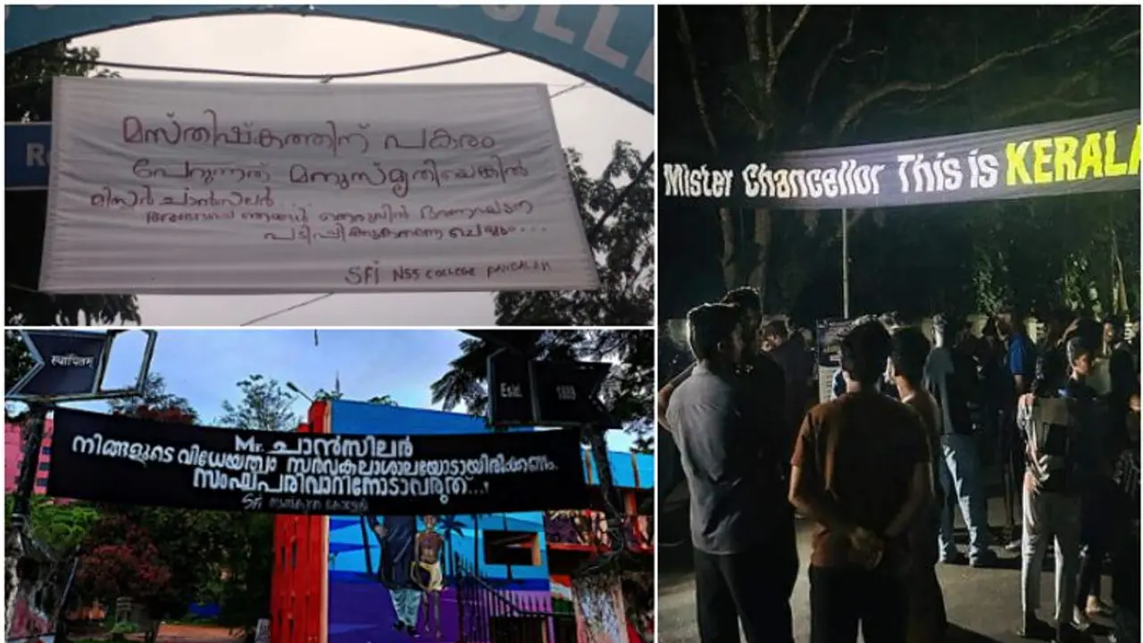 SFI Vs Kerala Governor: Left backed students' outfit puts up banners across campuses SFI Vs Kerala Governor: Left backed students' outfit puts up banners across campuses