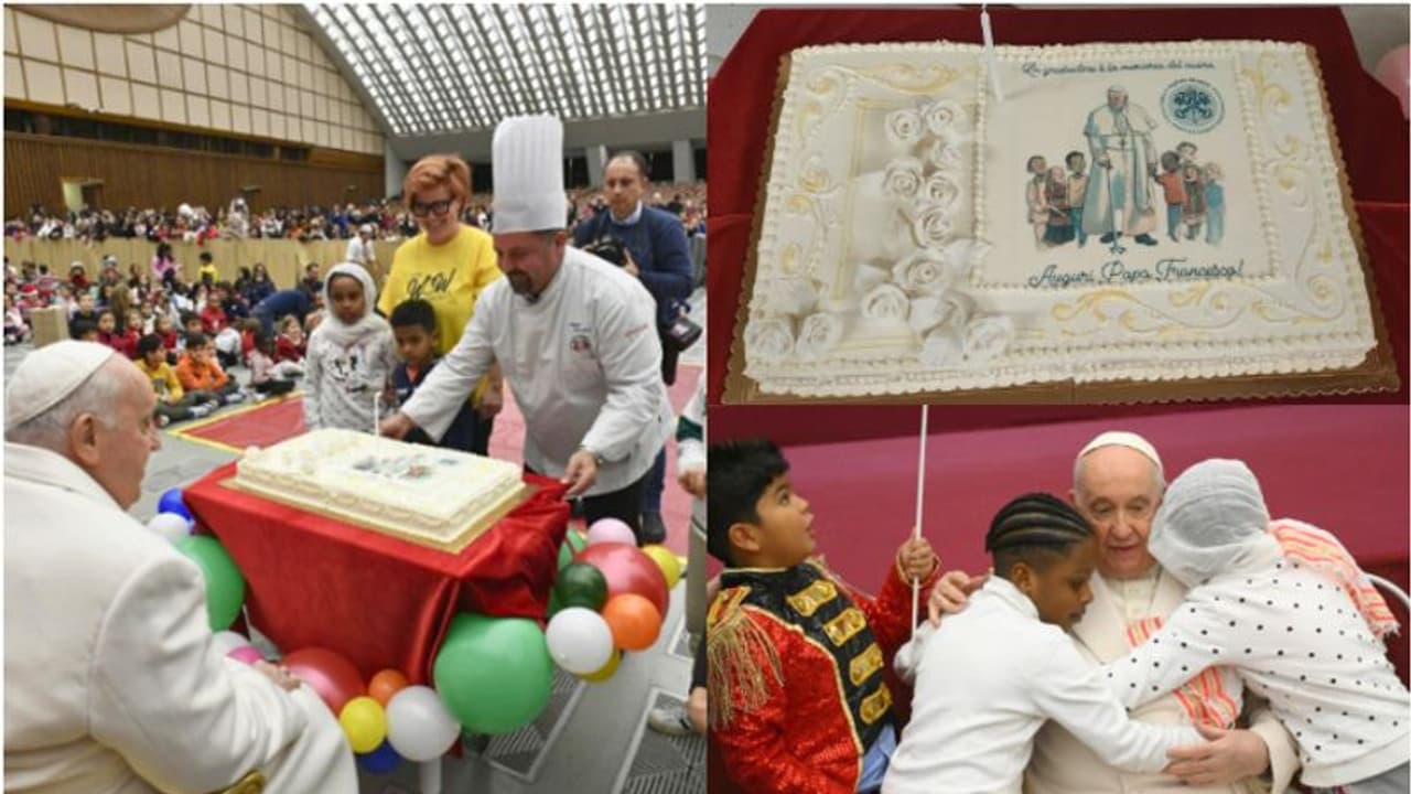 മുറിക്കും മുമ്പേ കേക്ക് രുചിച്ച് കുട്ടികൾ, പുഞ്ചിരിച്ച് മാർപാപ്പ; പിറന്നാൾ ആഘോഷ വീഡിയോ ശ്രദ്ധേയമാകുന്നു