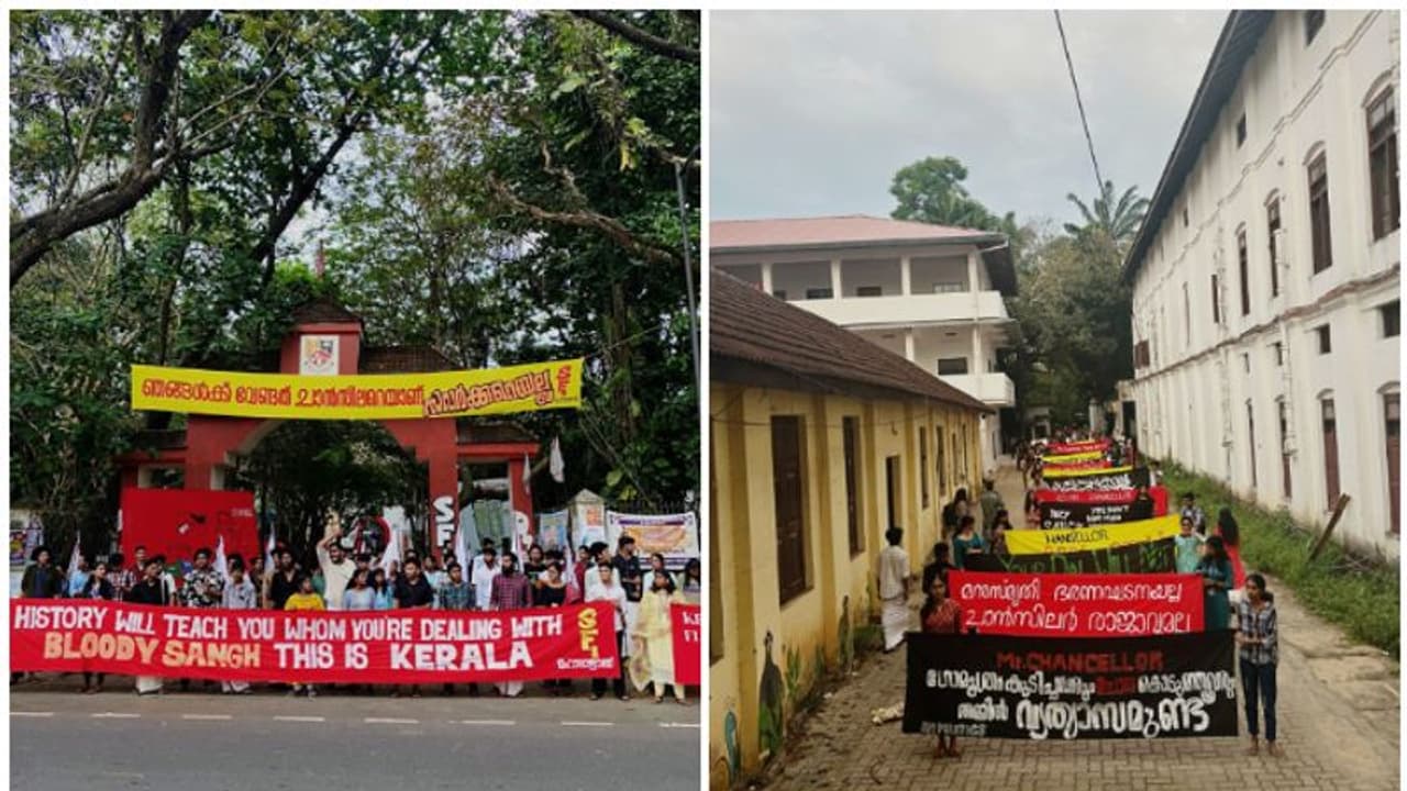 എണ്ണാമെങ്കിൽ എണ്ണിക്കോ എന്ന് ഗവർണറോട് എസ്എഫ്ഐ, മഹാരാജാസിൽ മത്സരം വരെ നടത്തി; നിരനിരയായി ഉയർന്ന് ബാനറുകൾ എണ്ണാമെങ്കിൽ എണ്ണിക്കോ എന്ന് ഗവർണറോട് എസ്എഫ്ഐ, മഹാരാജാസിൽ മത്സരം വരെ നടത്തി; നിരനിരയായി ഉയർന്ന് ബാനറുകൾ