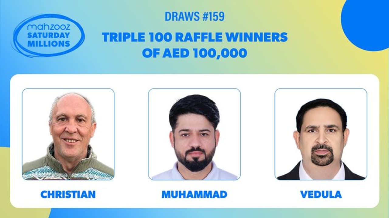 ക്രിസ്മസ് എത്തും മുൻപേ സമ്മാനം; മൂന്നു പേർക്ക് ഒരു ലക്ഷം ദിർഹം നൽകി മഹ്സൂസ് ക്രിസ്മസ് എത്തും മുൻപേ സമ്മാനം; മൂന്നു പേർക്ക് ഒരു ലക്ഷം ദിർഹം നൽകി മഹ്സൂസ്