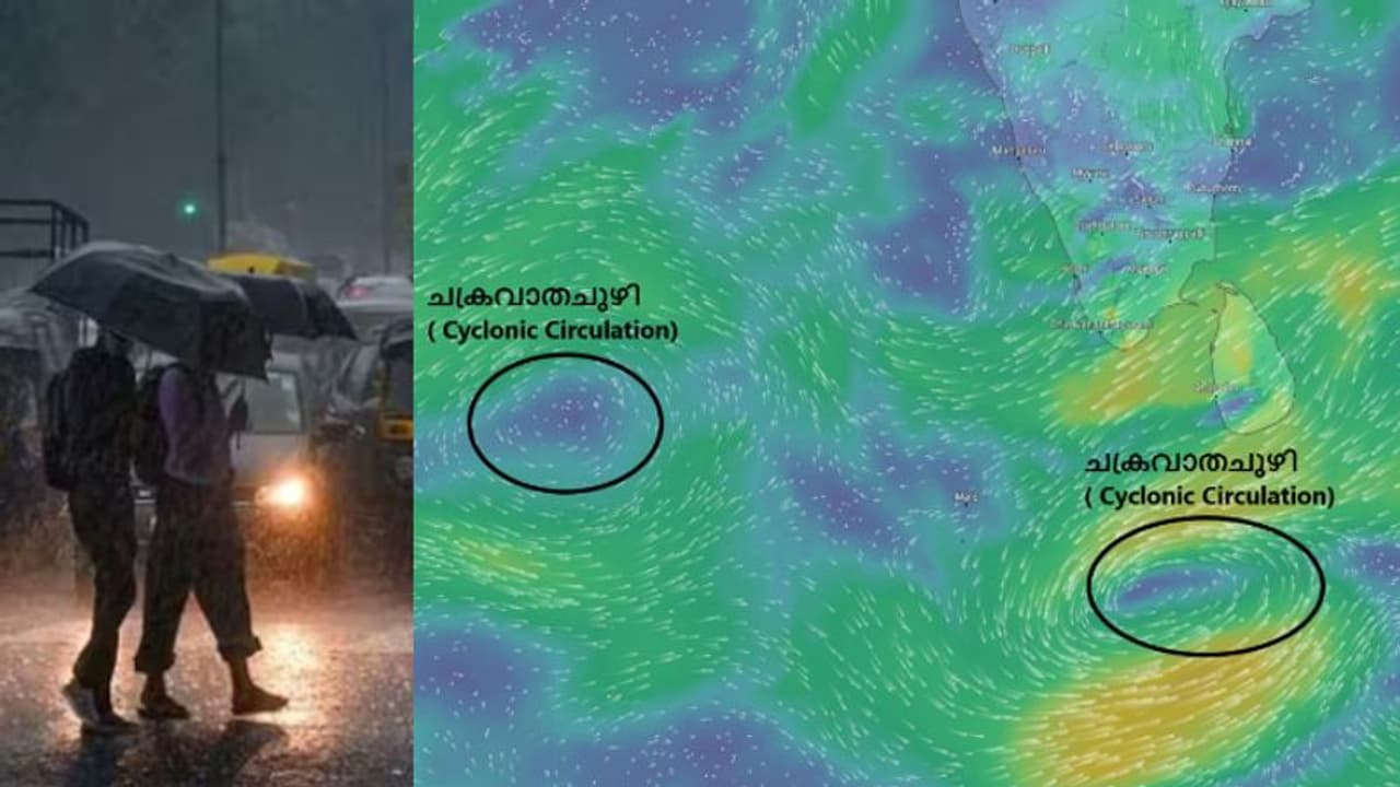 ഒന്നല്ല, രണ്ട് ചക്രവാതച്ചുഴികൾ: 5 ദിവസം കേരളത്തിൽ ഈ ജില്ലകളിൽ മഴ സാധ്യത, പുതിയ മുന്നറിയിപ്പ് ഒന്നല്ല, രണ്ട് ചക്രവാതച്ചുഴികൾ: 5 ദിവസം കേരളത്തിൽ ഈ ജില്ലകളിൽ മഴ സാധ്യത, പുതിയ മുന്നറിയിപ്പ്
