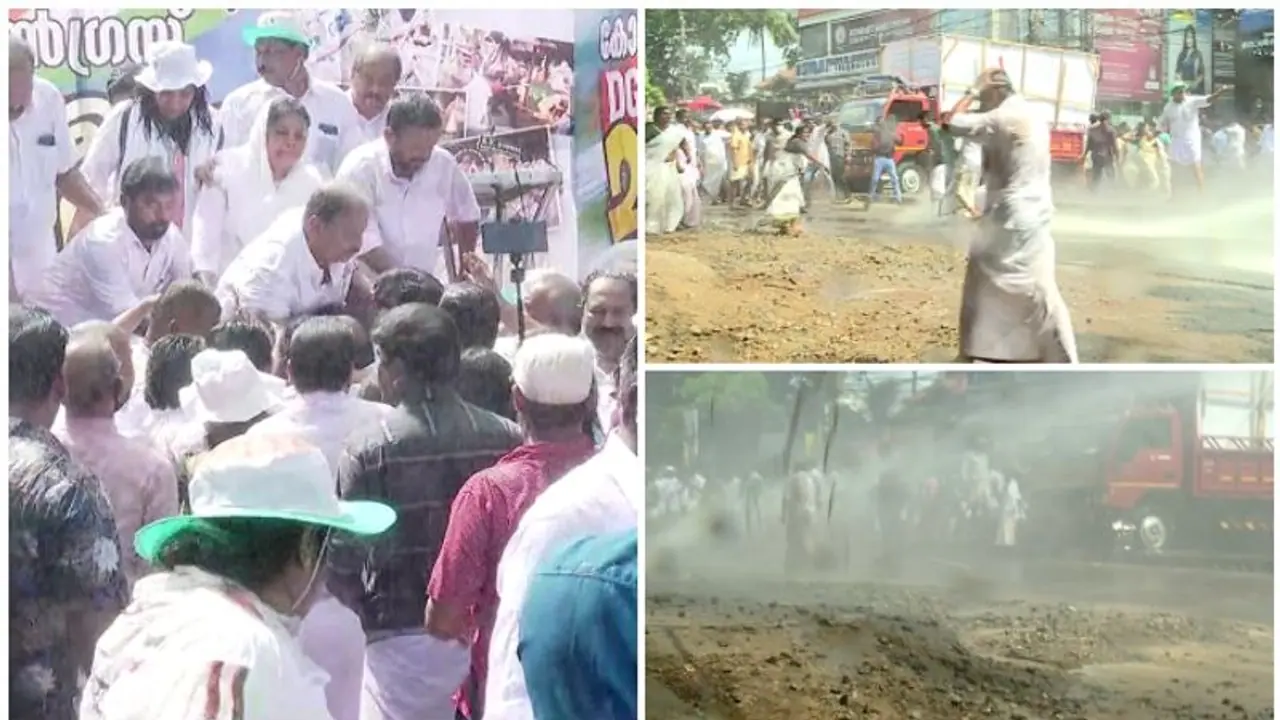 Police uses tear gas, water cannons against protestors at Thiruvananthapuram Police uses tear gas, water cannons against protestors at Thiruvananthapuram