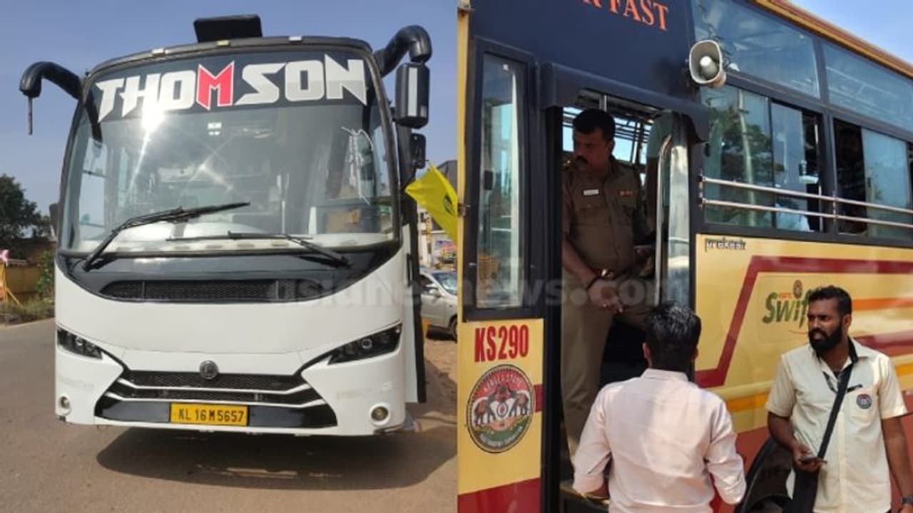 കെഎസ്ആര്‍ടിസി ബസും ടൂറിസ്റ്റ് ബസും മത്സരിച്ച് പാഞ്ഞു, മോട്ടോര്‍ വാഹന വകുപ്പ് പിന്തുടര്‍ന്ന് പിടികൂടി; കേസ്