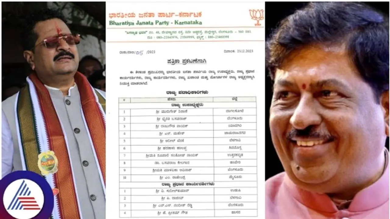 ಬಿಜೆಪಿ ಉಪಾಧ್ಯಕ್ಷ ಸ್ಥಾನಕ್ಕೂ ಯತ್ನಾಳ್‌ ಪರಿಗಣಿಸದ ಹೈಕಮಾಂಡ್: ಪದಾಧಿಕಾರಿಗಳ ಪಟ್ಟಿ ಇಲ್ಲಿದೆ ನೋಡಿ..