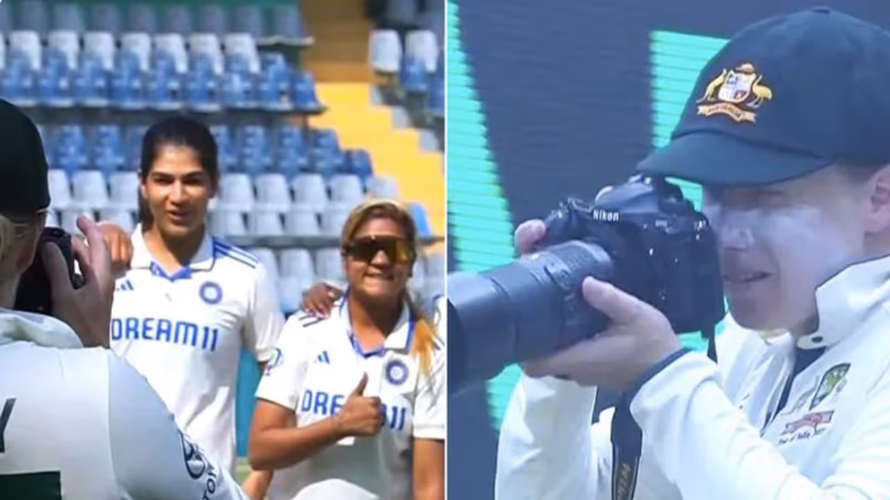 Australian captain Healy turns photographer for victorious Indian women's team; leaves internet in awe Australian captain Healy turns photographer for victorious Indian women's team; leaves internet in awe