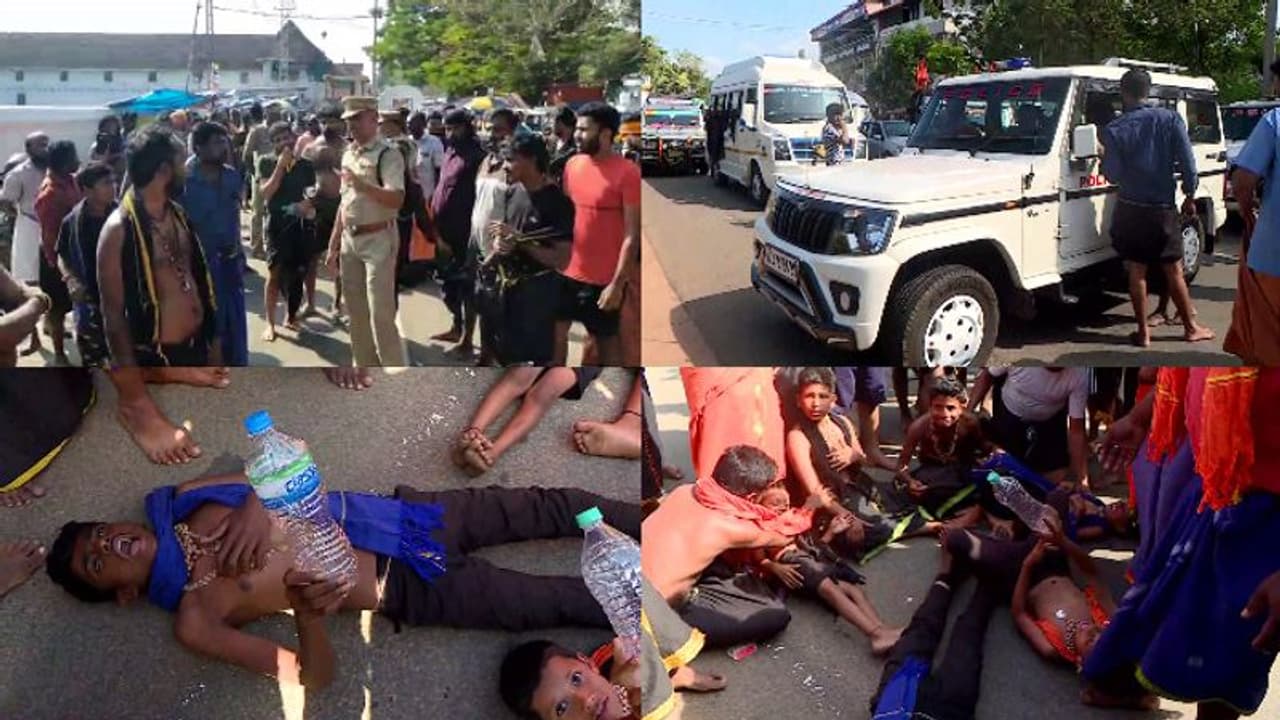 വാഹനങ്ങള് തടഞ്ഞിടുന്നു,14 മണിക്കൂറിലധികം പെരുവഴിയില്, വെള്ളമില്ല,ഭക്ഷണമില്ല, റോഡ് ഉപരോധിച്ച് അയ്യപ്പഭക്തര് വാഹനങ്ങള് തടഞ്ഞിടുന്നു,14 മണിക്കൂറിലധികം പെരുവഴിയില്, വെള്ളമില്ല,ഭക്ഷണമില്ല, റോഡ് ഉപരോധിച്ച് അയ്യപ്പഭക്തര്