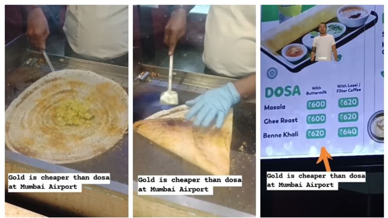'സ്വര്ണ്ണം ഇതിനേക്കാള് ചീപ്പ്; മുംബൈ എയര്പോര്ട്ടിലെ മസാലദോശയുടെ വില താരതമ്യം ചെയ്ത് സോഷ്യല് മീഡിയ ! 'സ്വര്ണ്ണം ഇതിനേക്കാള് ചീപ്പ്; മുംബൈ എയര്പോര്ട്ടിലെ മസാലദോശയുടെ വില താരതമ്യം ചെയ്ത് സോഷ്യല് മീഡിയ !