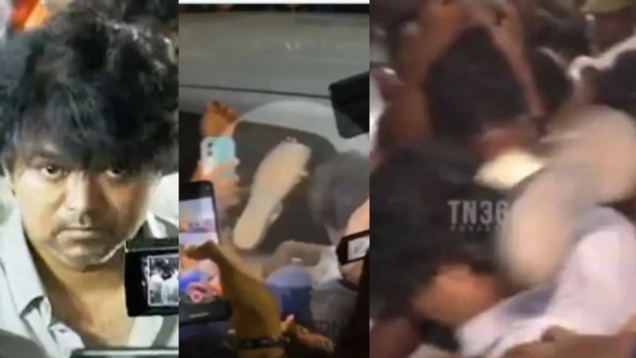 Video of slippers being thrown at Thalapathy Vijay goes viral; Check Video of slippers being thrown at Thalapathy Vijay goes viral; Check