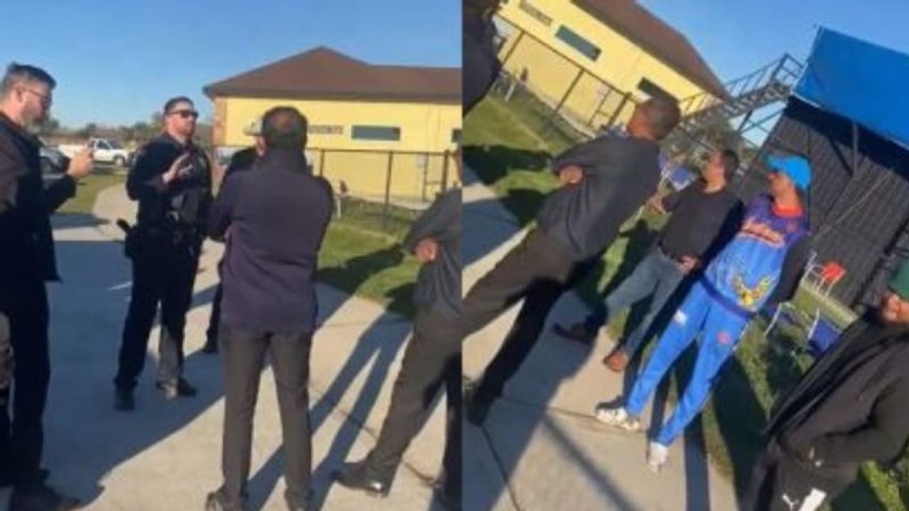 കളി തുടങ്ങാനിരിക്കെ ഗ്രൗണ്ടിലിറങ്ങാന് വിസമ്മതിച്ച് ഫീല്ഡ് അമ്പയര്മാർ, പിന്നാലെ പൊലീസെത്തി അറസ്റ്റ് കളി തുടങ്ങാനിരിക്കെ ഗ്രൗണ്ടിലിറങ്ങാന് വിസമ്മതിച്ച് ഫീല്ഡ് അമ്പയര്മാർ, പിന്നാലെ പൊലീസെത്തി അറസ്റ്റ്