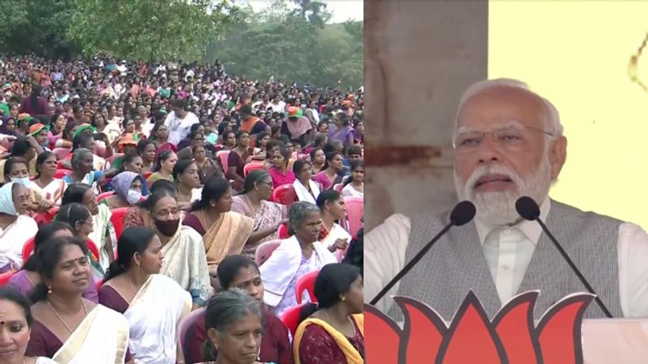 'മോദി ഗ്യാരണ്ടി'കൾ എണ്ണിപ്പറഞ്ഞ്, ഇടത് വലത് മുന്നണികളെ കടന്നാക്രമിച്ച് മോദി; ക്രൈസ്തവ നേതാക്കൾക്ക് നന്ദിയും