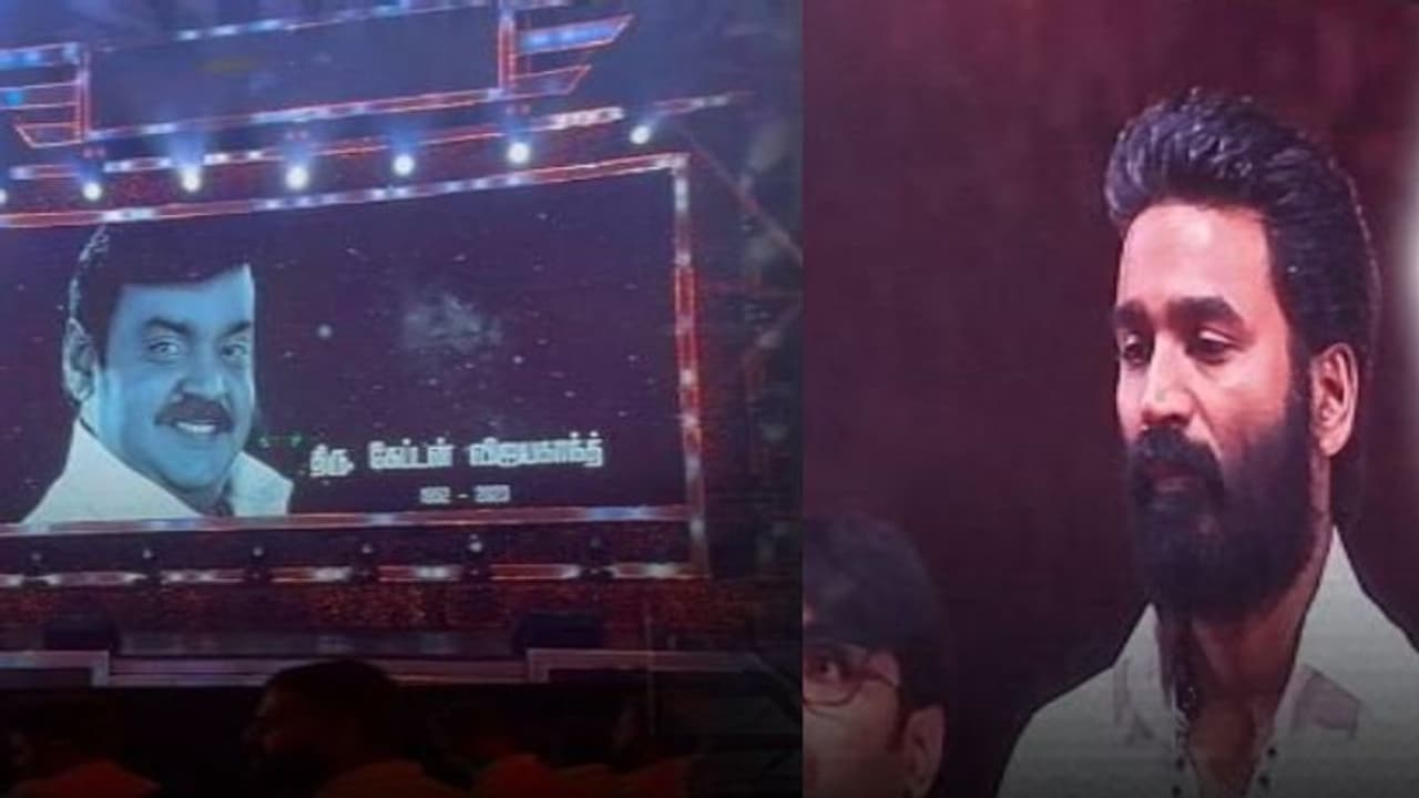 ராசாவே உன்ன காணாத நெஞ்சு... கேப்டன் மறைவுக்கு பாட்டுப் பாடி அஞ்சலி செலுத்திய கேப்டன் மில்லர் தனுஷ்