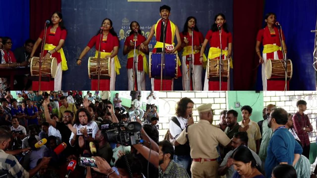'സൗണ്ട് സിസ്റ്റത്തില്‍ അപാകത'; നാടന്‍ പാട്ട് വേദിയില്‍ പാട്ടുപാടി പ്രതിഷേധം, പൊലീസ് ഇടപെടലില്‍ വിവാദം