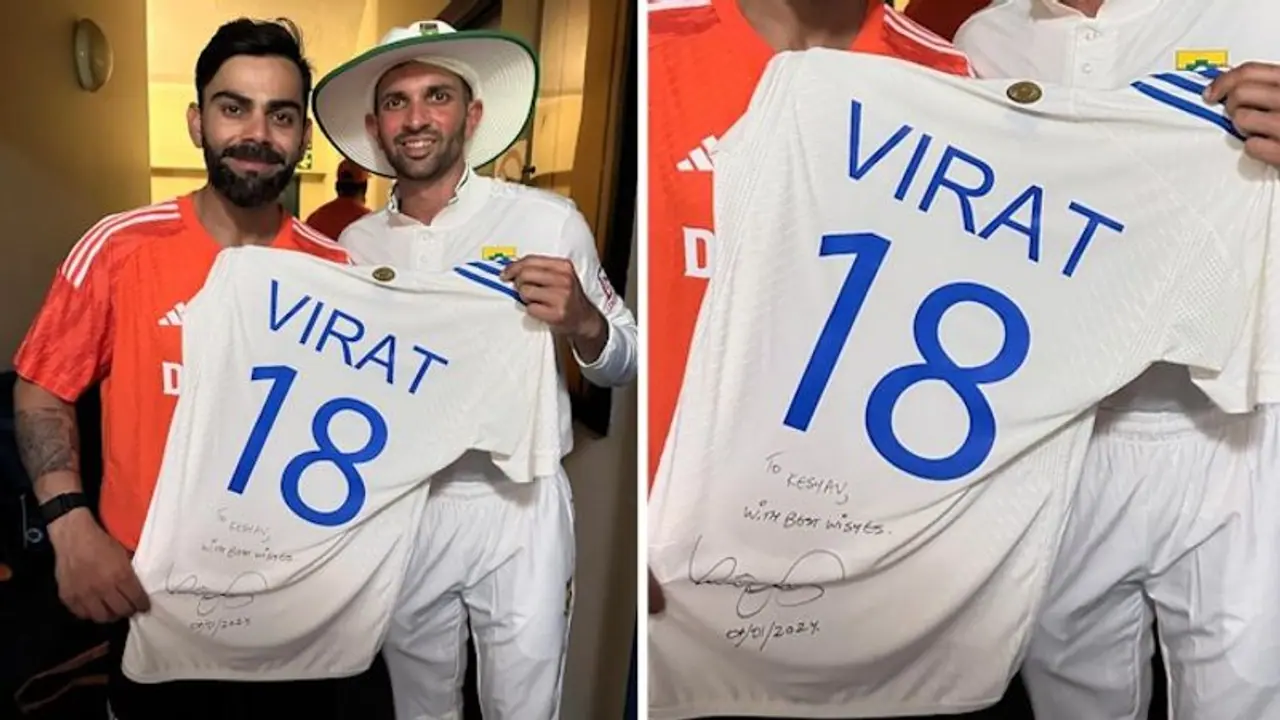 Virat Kohli gifts signed jersey to Keshav Maharaj; netizens call it another 'Ram Siya Ram' moment Virat Kohli gifts signed jersey to Keshav Maharaj; netizens call it another 'Ram Siya Ram' moment