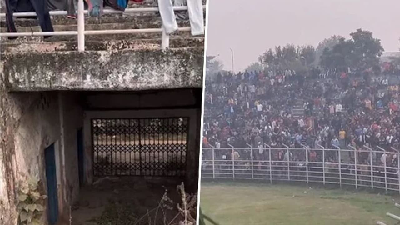Moin ul Haq Stadium in Bihar showcases poor maintenance during a Ranji Trophy fixture