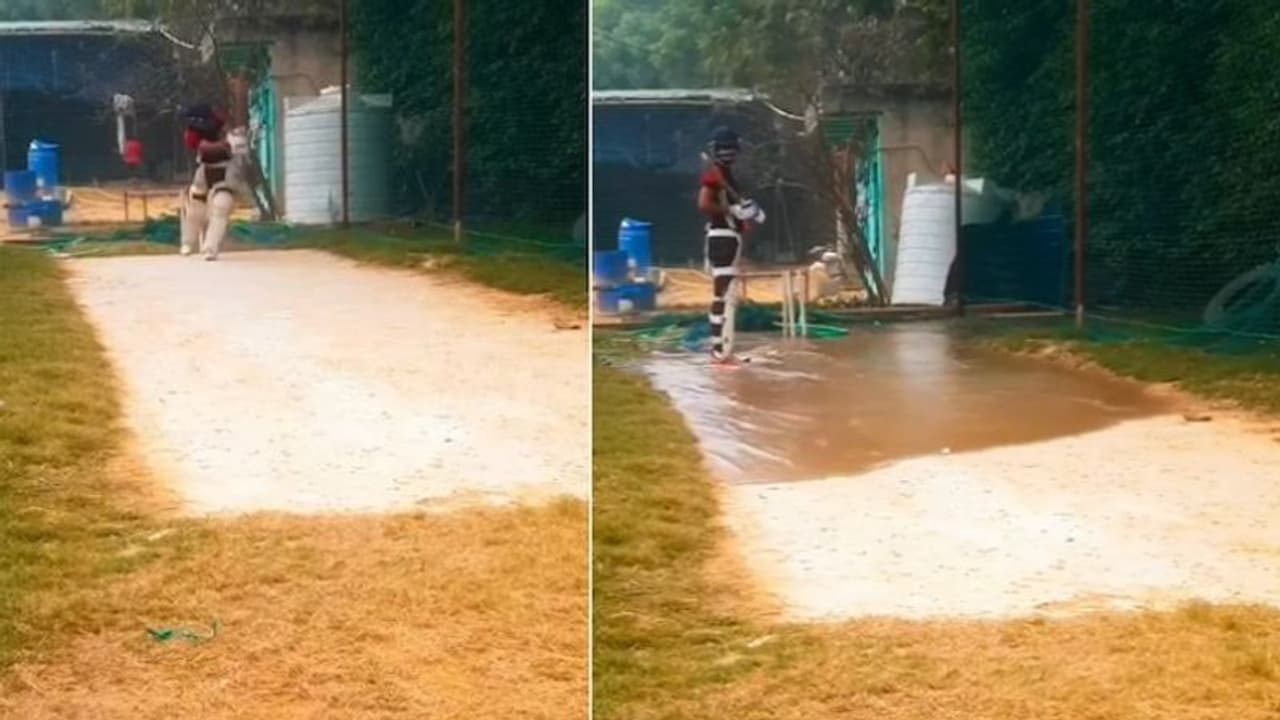 'ഹേ പ്രഭു യെ ക്യാ ഹുവാ', ബാറ്റിംഗ് പരിശീലനത്തിനിടെ പിച്ചിലേക്ക് പുഴ പോലെ വെള്ളം ഒഴുകിയെത്തി, ശരിക്കും നടന്നത് 'ഹേ പ്രഭു യെ ക്യാ ഹുവാ', ബാറ്റിംഗ് പരിശീലനത്തിനിടെ പിച്ചിലേക്ക് പുഴ പോലെ വെള്ളം ഒഴുകിയെത്തി, ശരിക്കും നടന്നത്