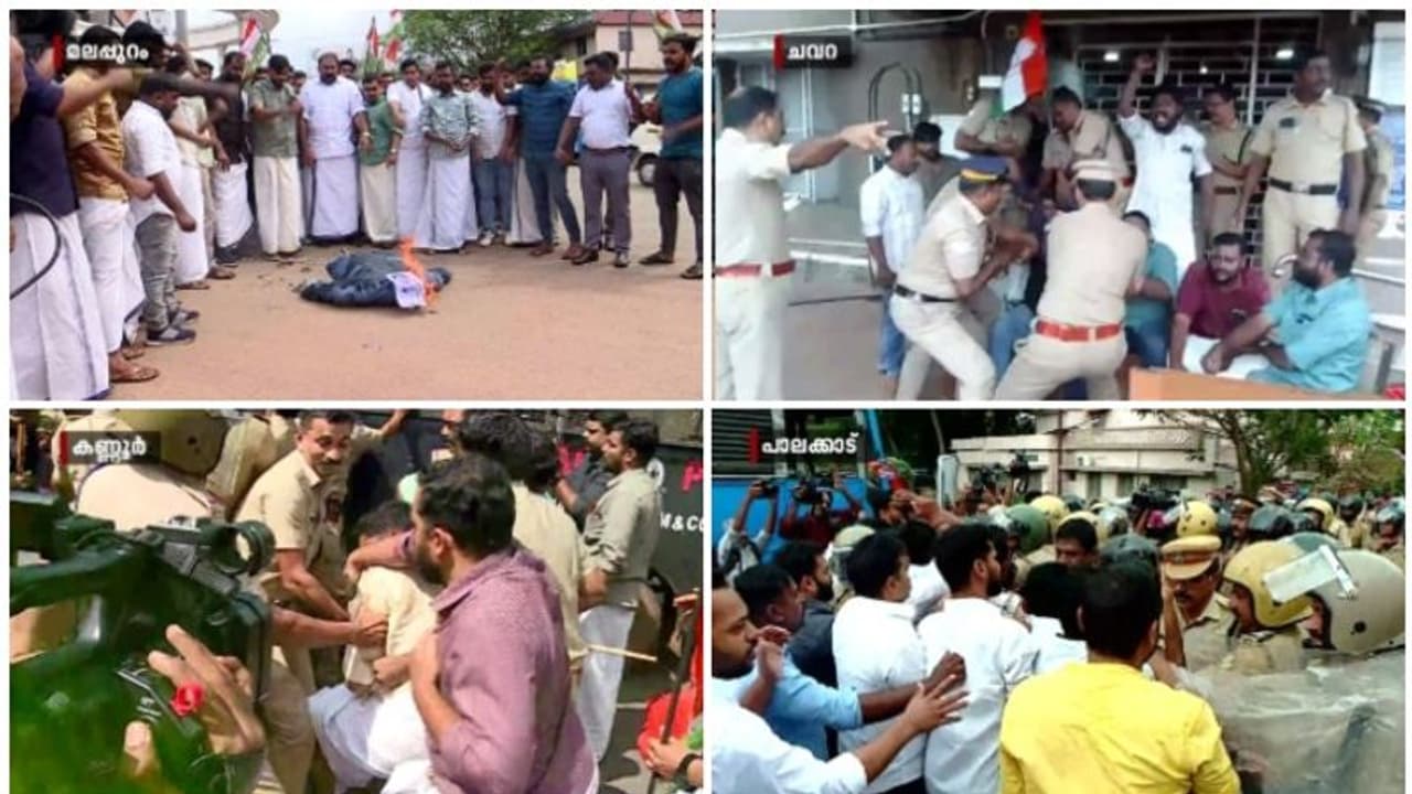 രാഹുൽ മാങ്കൂട്ടത്തിലിന്റെ അറസ്റ്റ്; തെരുവില് പൊലീസിനോട് ഏറ്റുമുട്ടി യൂത്ത് കോണ്ഗ്രസ്, പലയിടത്തും സംഘര്ഷം രാഹുൽ മാങ്കൂട്ടത്തിലിന്റെ അറസ്റ്റ്; തെരുവില് പൊലീസിനോട് ഏറ്റുമുട്ടി യൂത്ത് കോണ്ഗ്രസ്, പലയിടത്തും സംഘര്ഷം