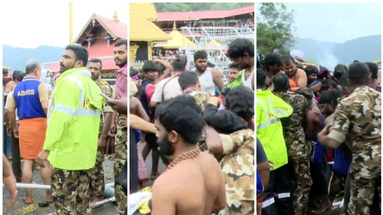 അനിയന്ത്രിത തിരക്ക്; ശബരിമല സന്നിധാനത്തെ കൈവരി തകർന്നു അനിയന്ത്രിത തിരക്ക്; ശബരിമല സന്നിധാനത്തെ കൈവരി തകർന്നു