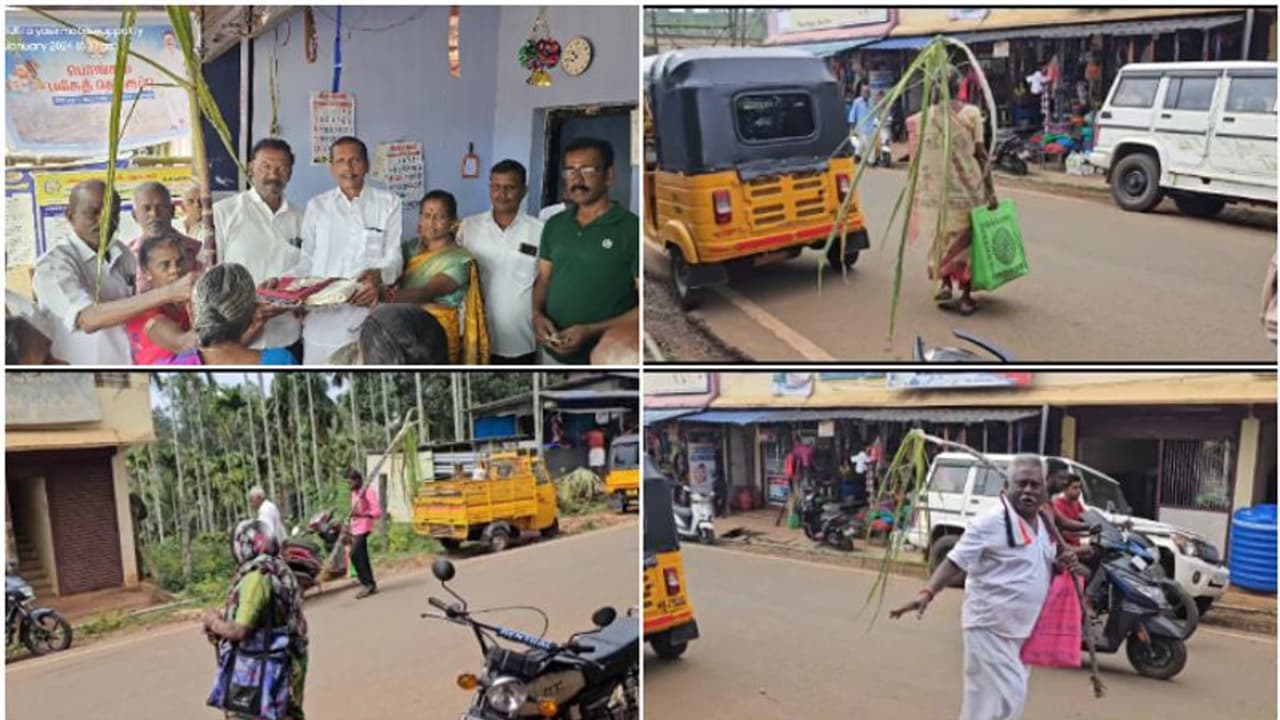 'ഇനിയ പുത്താണ്ട് നൽവാഴ്ത്തുകൾ', സാരി, മുണ്ട്, കരിമ്പ്, 1000 രൂപ; പൊങ്കല് കിറ്റ് സൂപ്പർഹിറ്റ്, വാങ്ങാൻ തിരക്ക് 'ഇനിയ പുത്താണ്ട് നൽവാഴ്ത്തുകൾ', സാരി, മുണ്ട്, കരിമ്പ്, 1000 രൂപ; പൊങ്കല് കിറ്റ് സൂപ്പർഹിറ്റ്, വാങ്ങാൻ തിരക്ക്