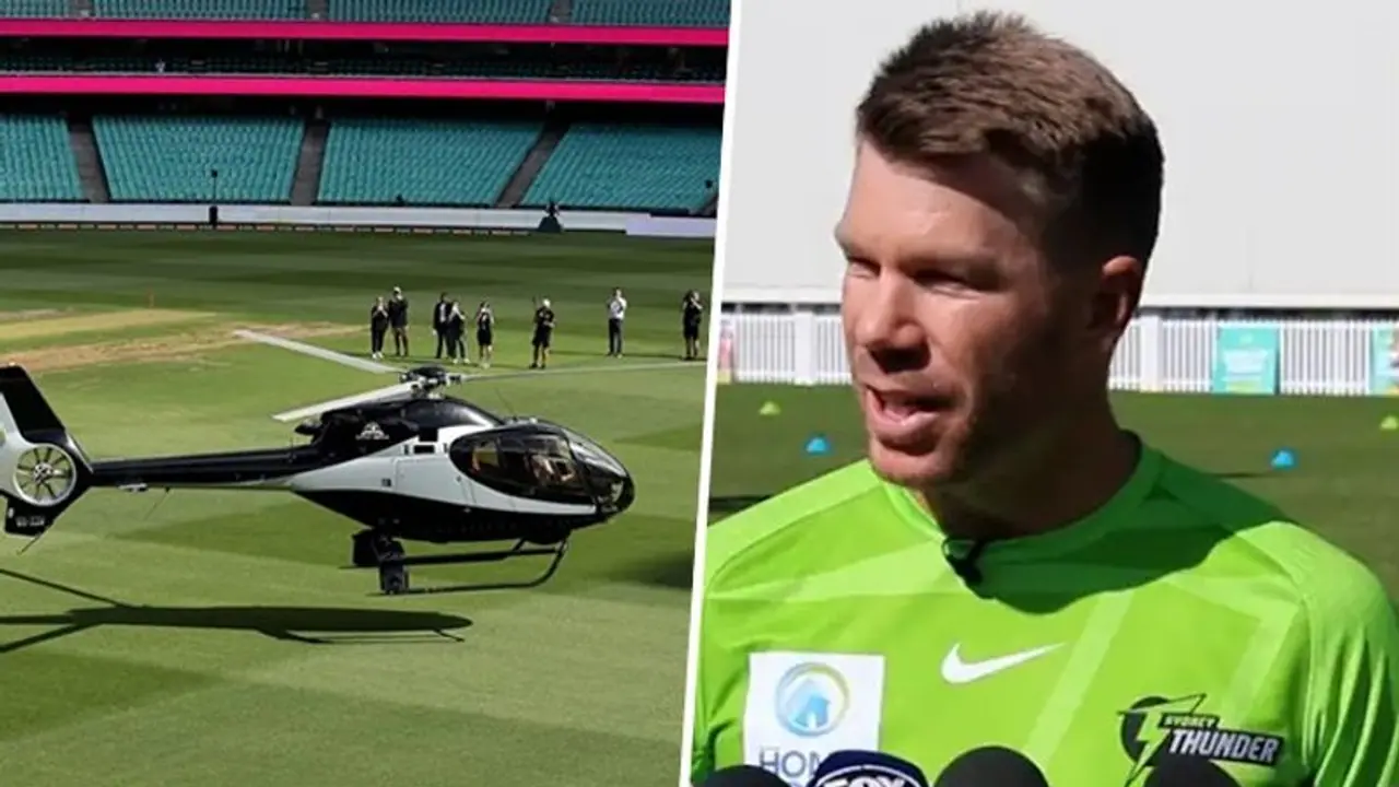 BBL 2023 24: David Warner's grand entrance; Helicopter touches down at SCG for the Sydney derby (WATCH) BBL 2023 24: David Warner's grand entrance; Helicopter touches down at SCG for the Sydney derby (WATCH)